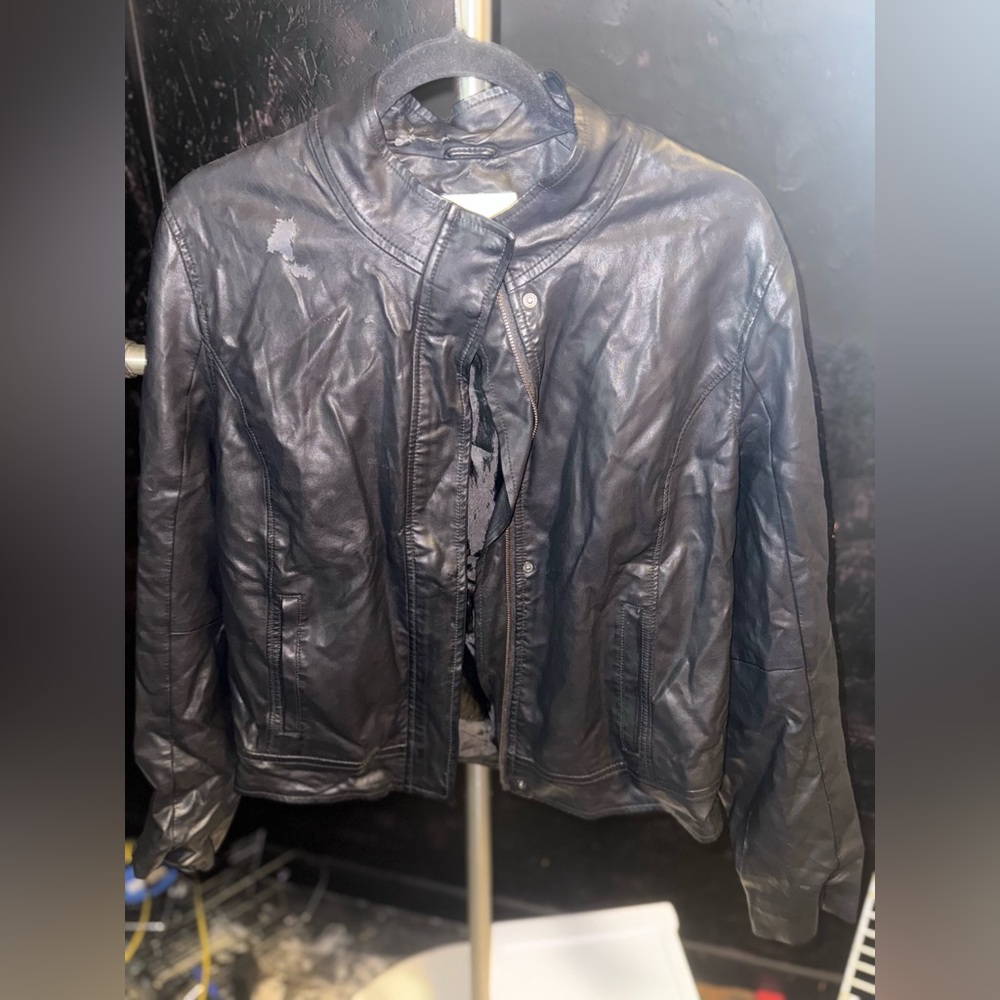 a new day Charcoal Leather Jacket